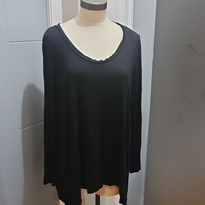 Joan Vass Elegant Black Long Sleeve Top